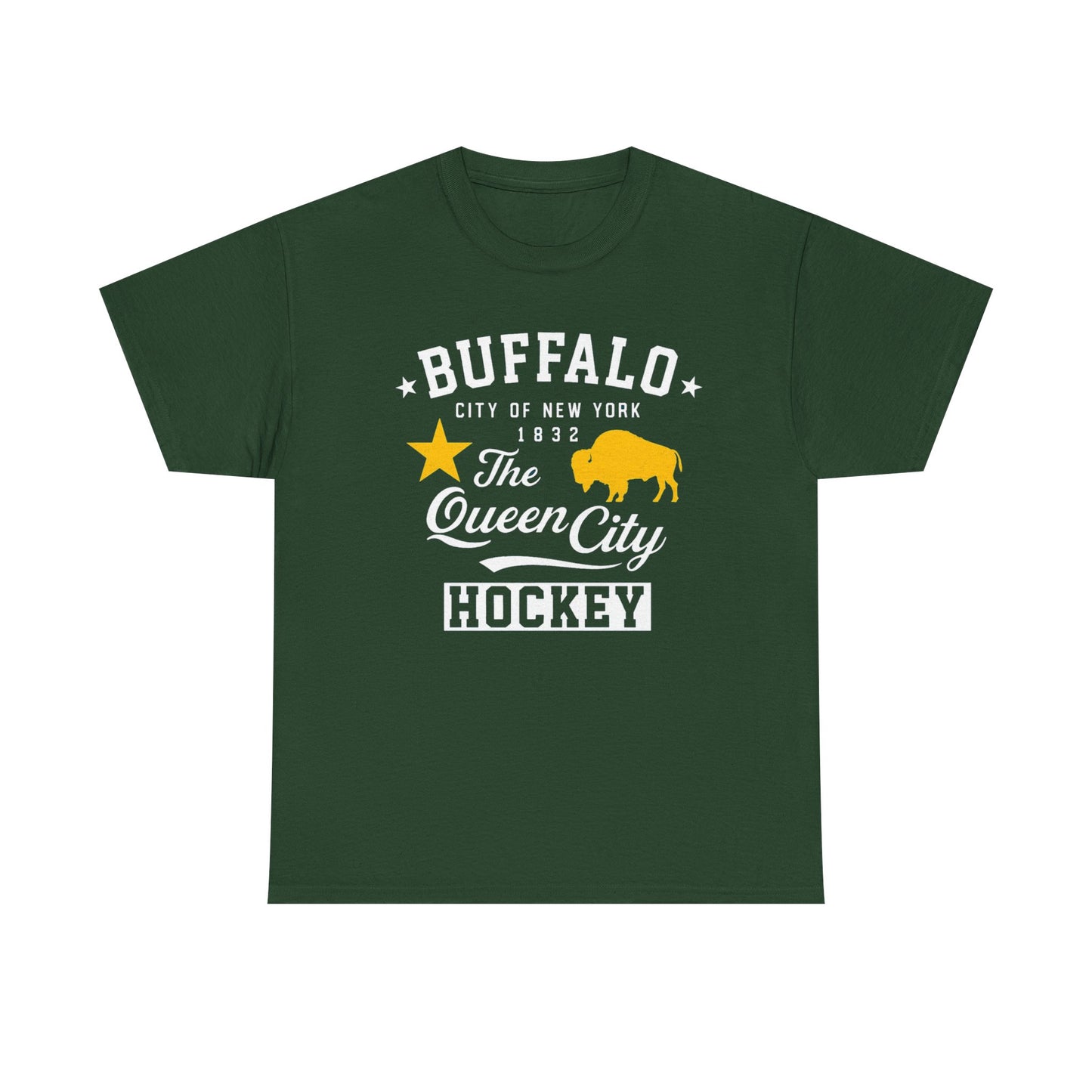 Buffalo City T‑Shirt – Gold Star & Bison Graphic Tee