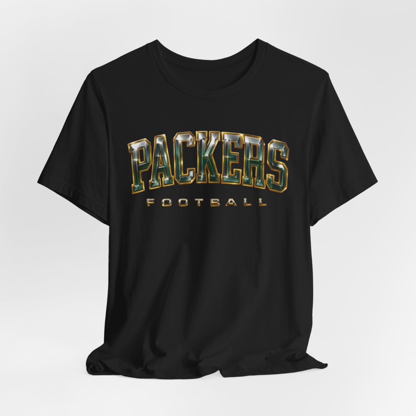 Black Packers Football T‑Shirt — Vintage Camo Lettering Tee