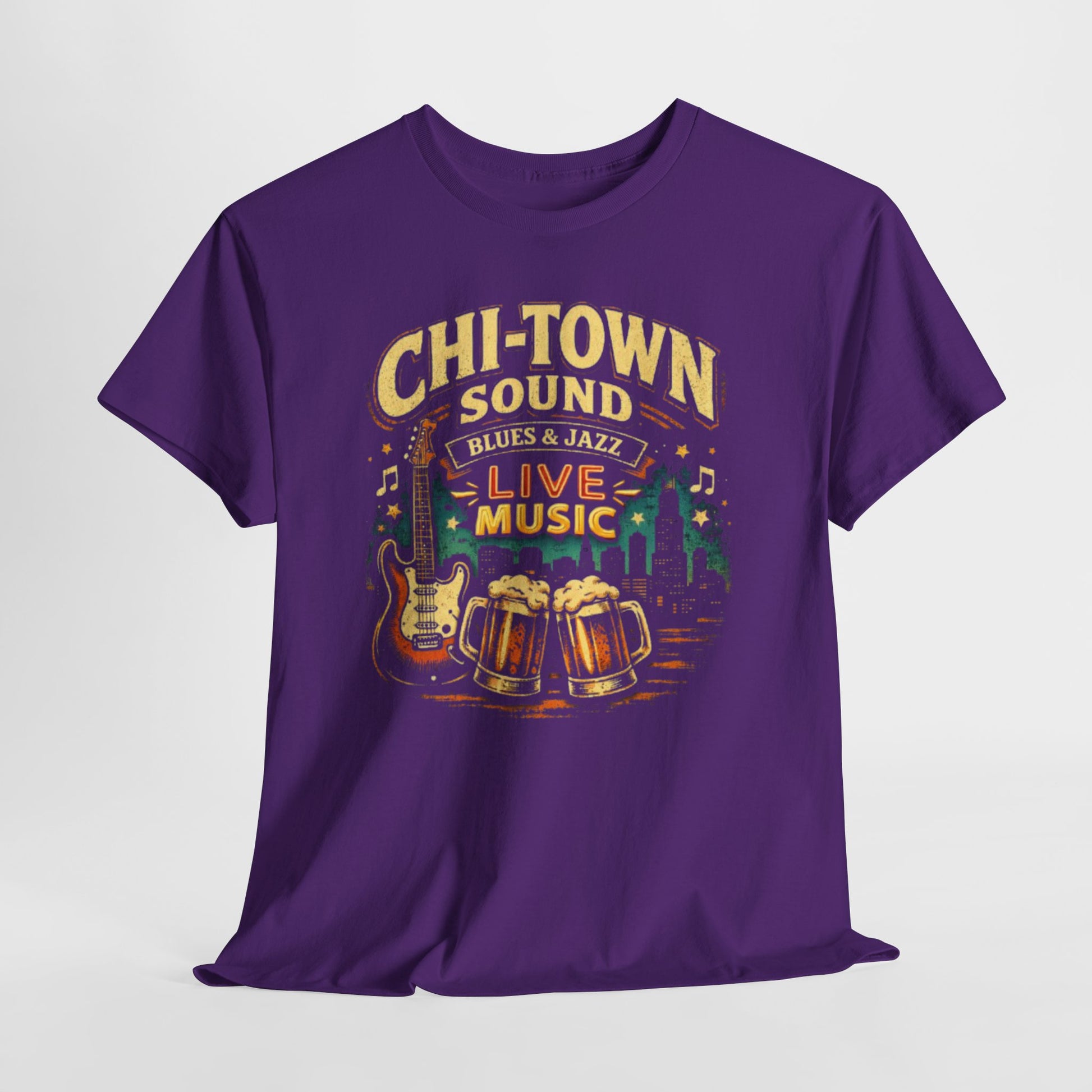 Dark Slate Blue Chi-Town Sound Blues and Jazz Live Music T-Shirt – Chicago Vintage Music Graphic Tee