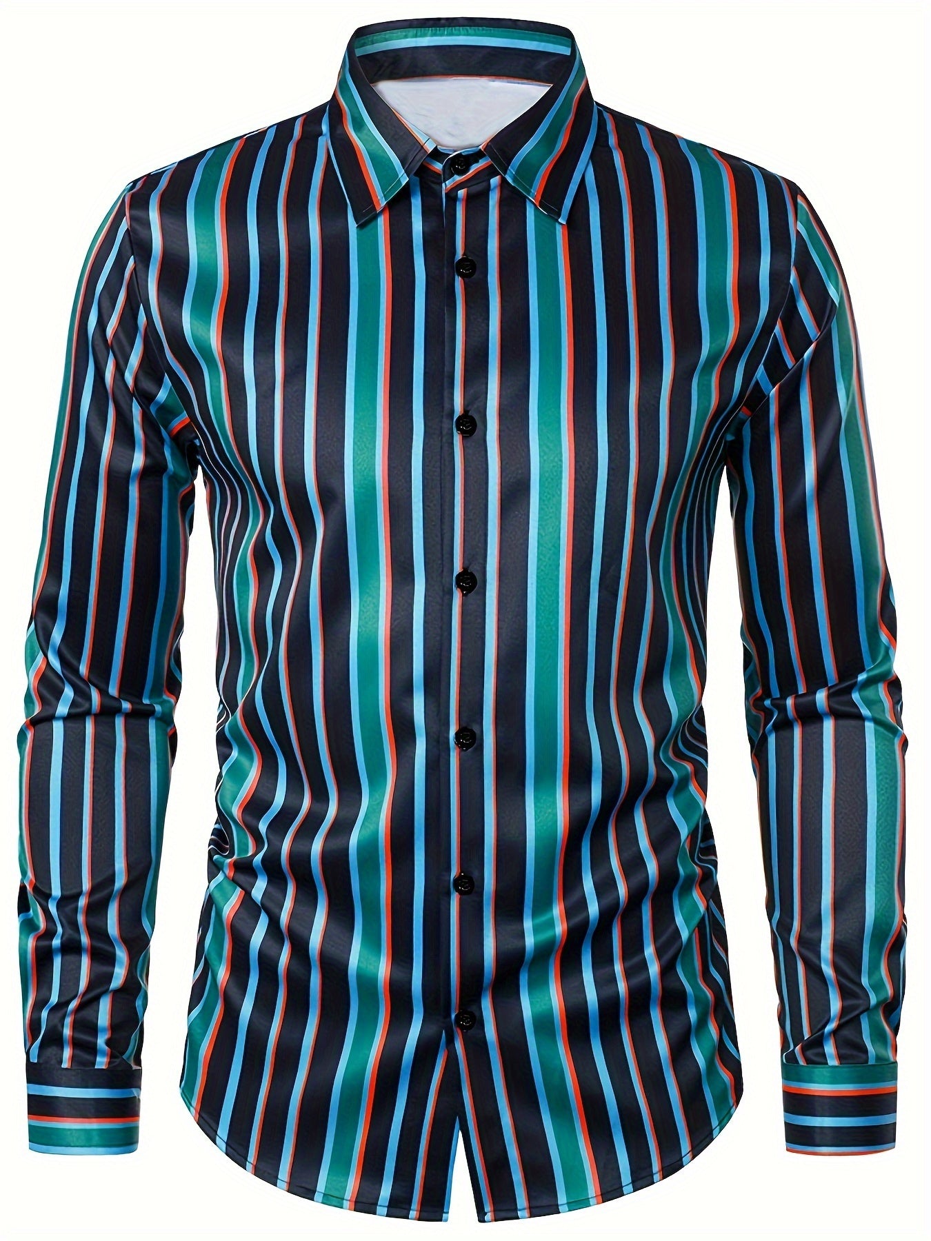 Men'S Casual Long-Sleeve Print Shirt, Stylish Classic Striped Top