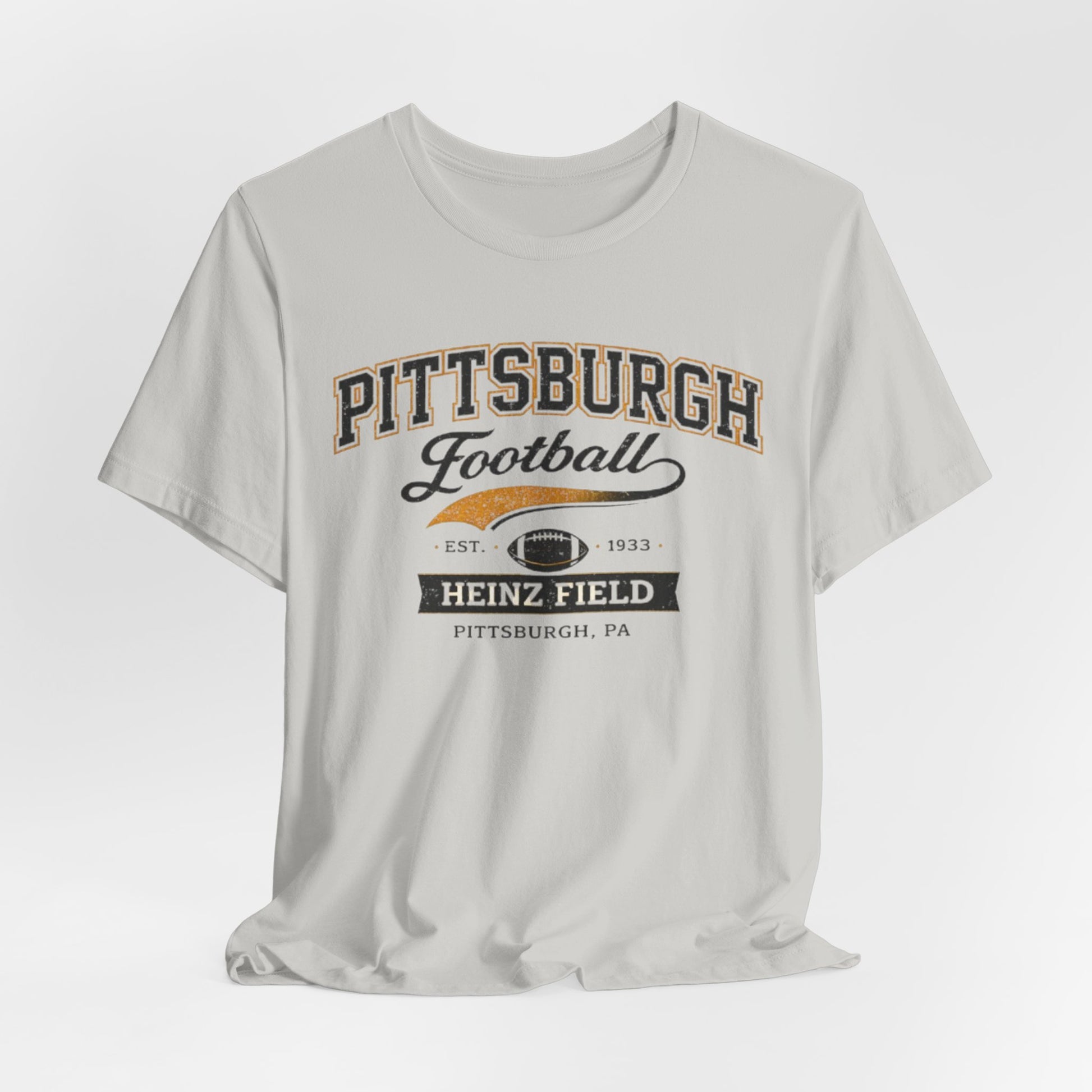Gray Pittsburgh Football T‑Shirt — Heinz Field Vintage Crew Tee