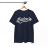 Pittsburgh PA Script T-Shirt — Gold City Tee Retro athletic and varsity layouts