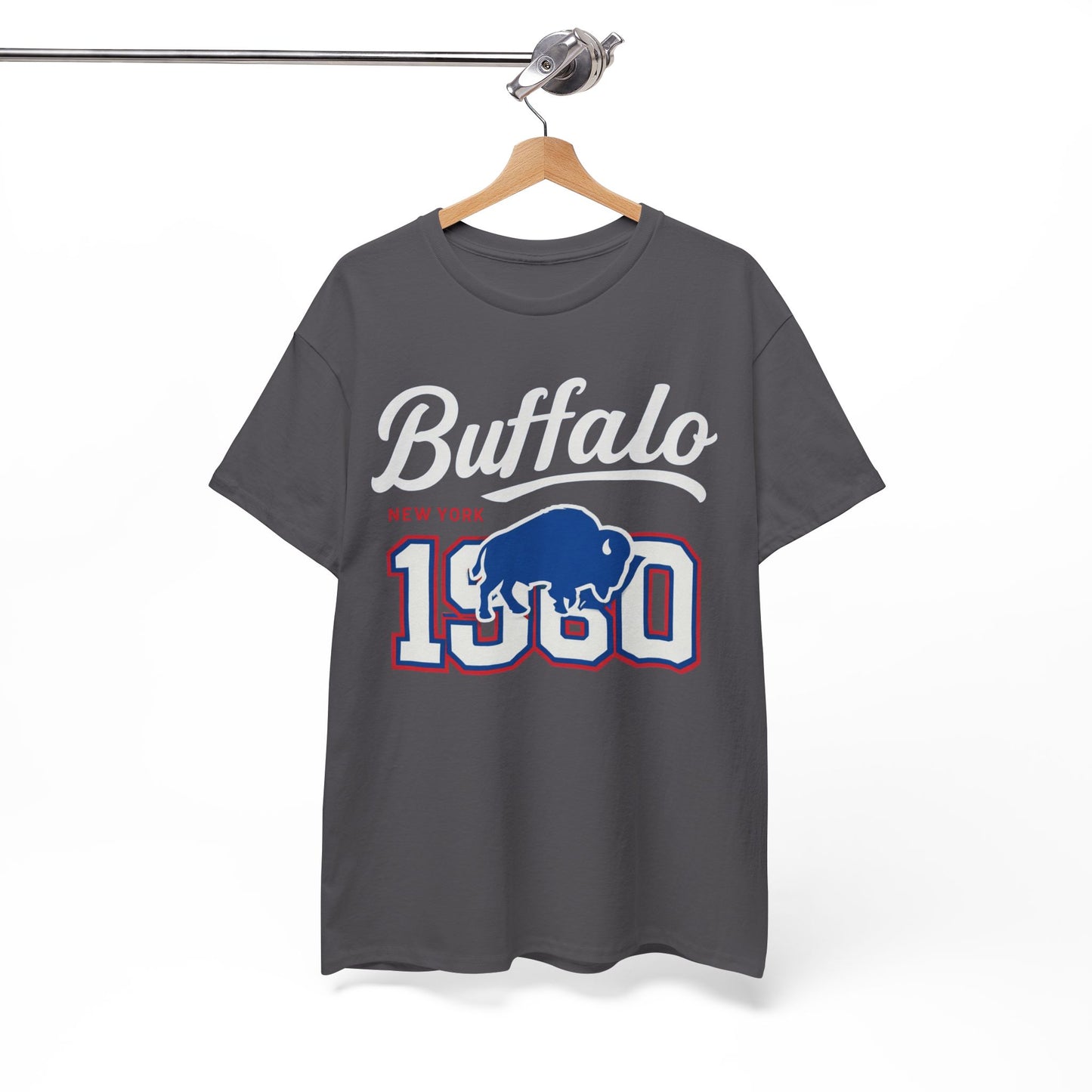 White Smoke Vintage Buffalo Graphic Tee — '1980' Distressed Hometown t-shirt  retro graphic tee  collegiate distressed shirt