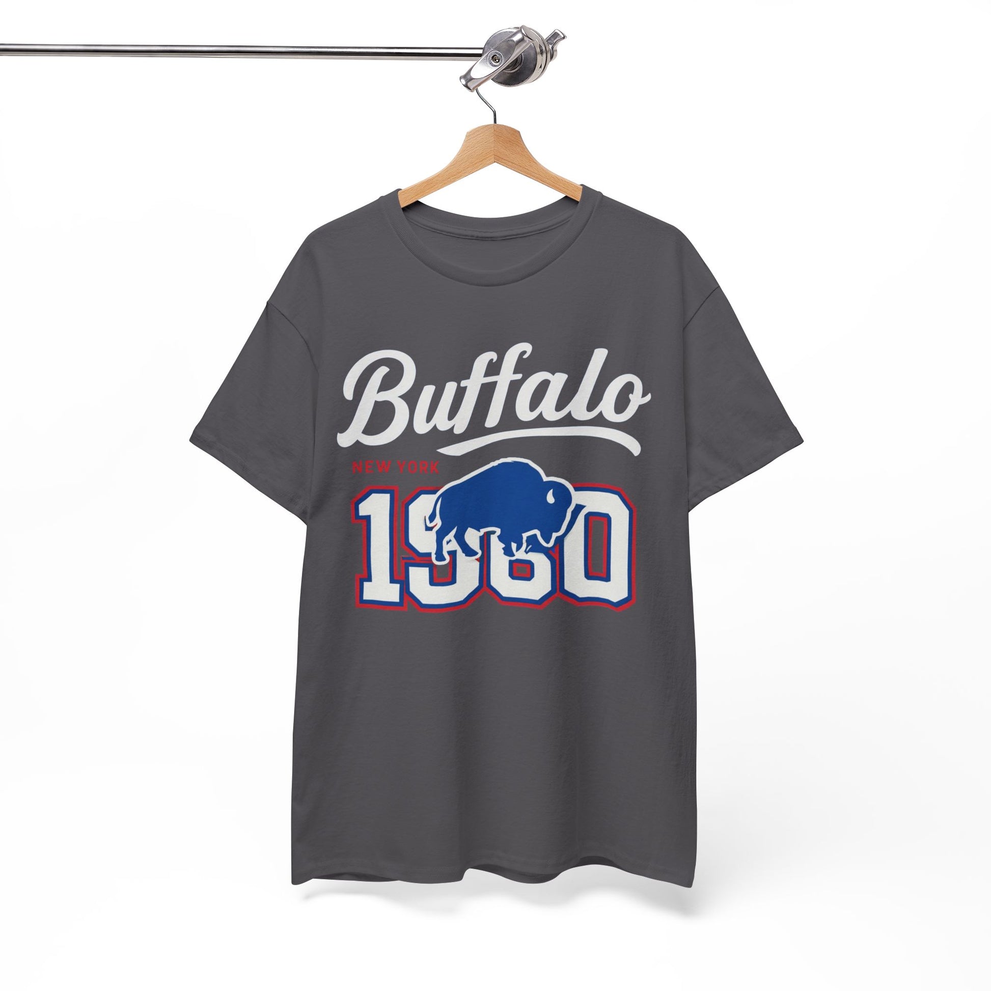 White Smoke Vintage Buffalo Graphic Tee — '1980' Distressed Hometown t-shirt  retro graphic tee  collegiate distressed shirt