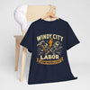 Dark Slate Gray Windy City Labor Chicago Industrial District T-Shirt – Vintage Worker Tools Graphic Tee