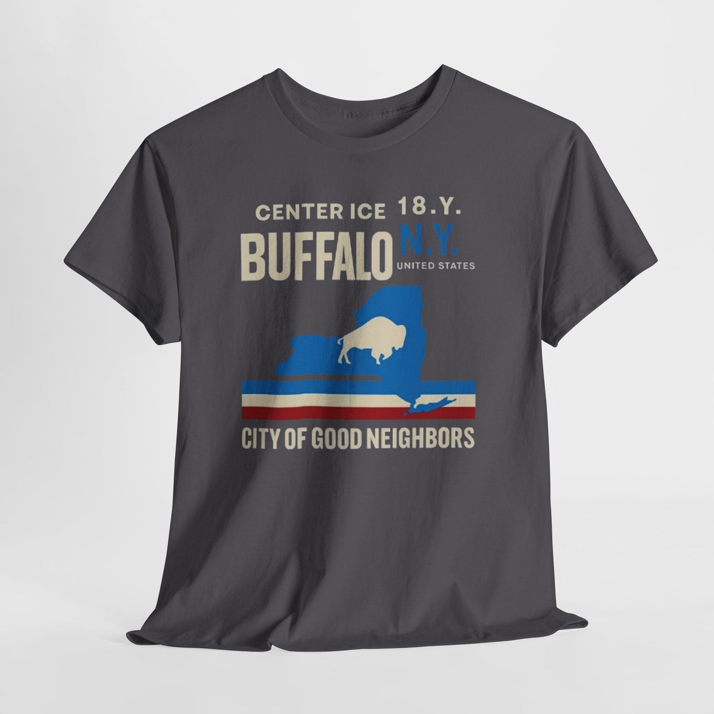 Buffalo NY City of Good Neighbors T-Shirt — Retro New York State Silhouette Tee