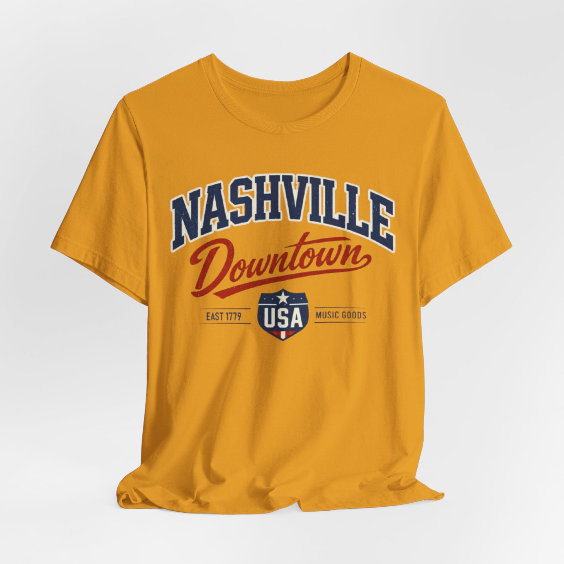 Goldenrod Nashville Downtown Tee — Vintage USA Music City Shirt