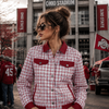Ohio State - Buckeyes Plaid Jacket – White Red Tailgate Game Day Streetwear for Women