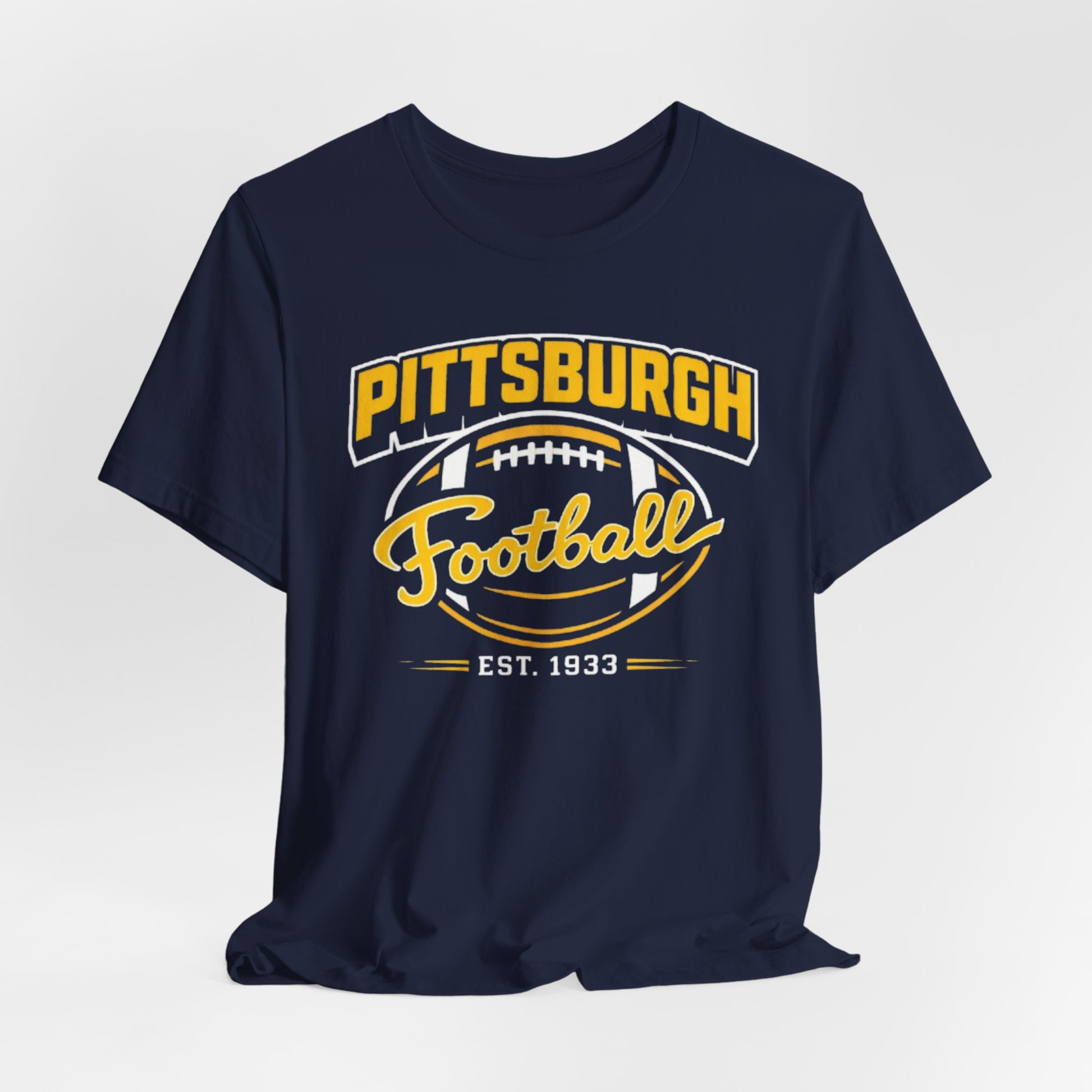 Dark Slate Gray Pittsburgh Football T-Shirt — Retro Established 1933 Fan Tee