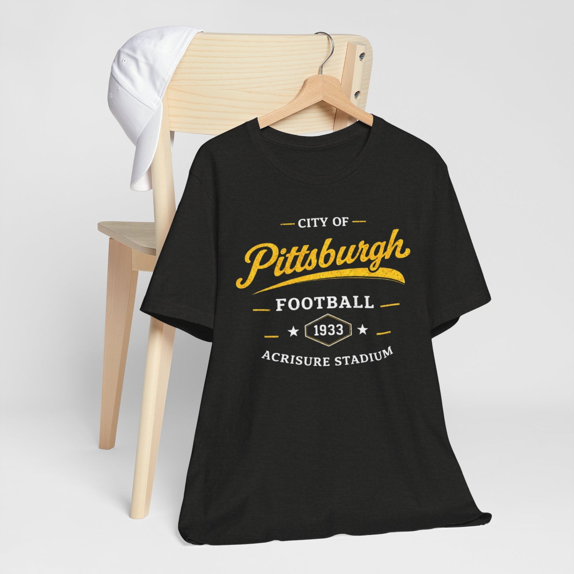 Dark Slate Gray Pittsburgh Football Tee - City of Pittsburgh 1933 Acrisure Stadium T‑Shirt