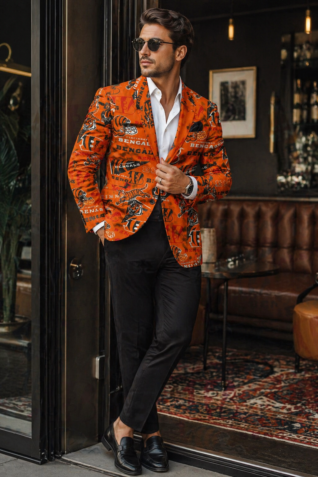 Cincinnati Football Blazer Men Orange Black Game Day Jacket