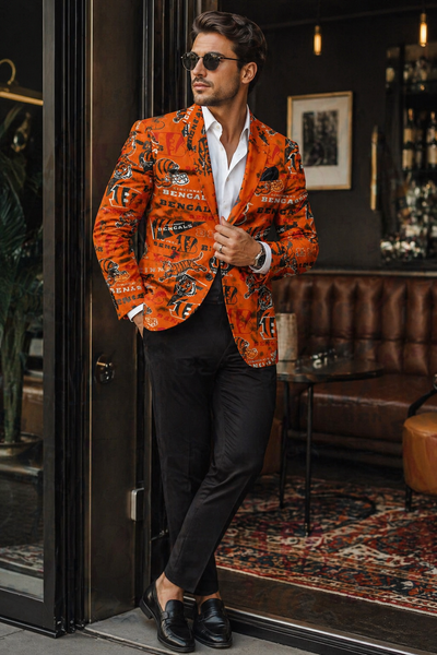 Cincinnati Football Blazer Men Orange Black Game Day Jacket