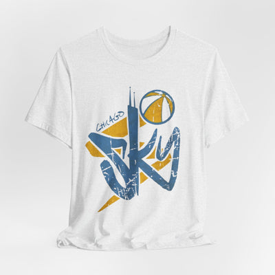 Lavender Chicago Sky Basketball Tee – Distressed Logo Graphic Shirt