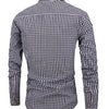 White Smoke Kingstiger Men's casual slim cotton plaid shirt, Casual Breathable Lapel Button Up Long Sleeve Shirt Top for City Walk Street Hanging Outdoor Activities