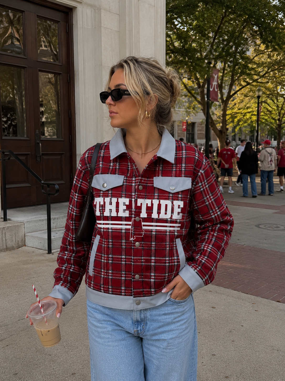 Crimson Plaid “The Tide” Game Day Jacket – Vintage Alabama Inspired Streetwear Coat streetwear fashion product image 3