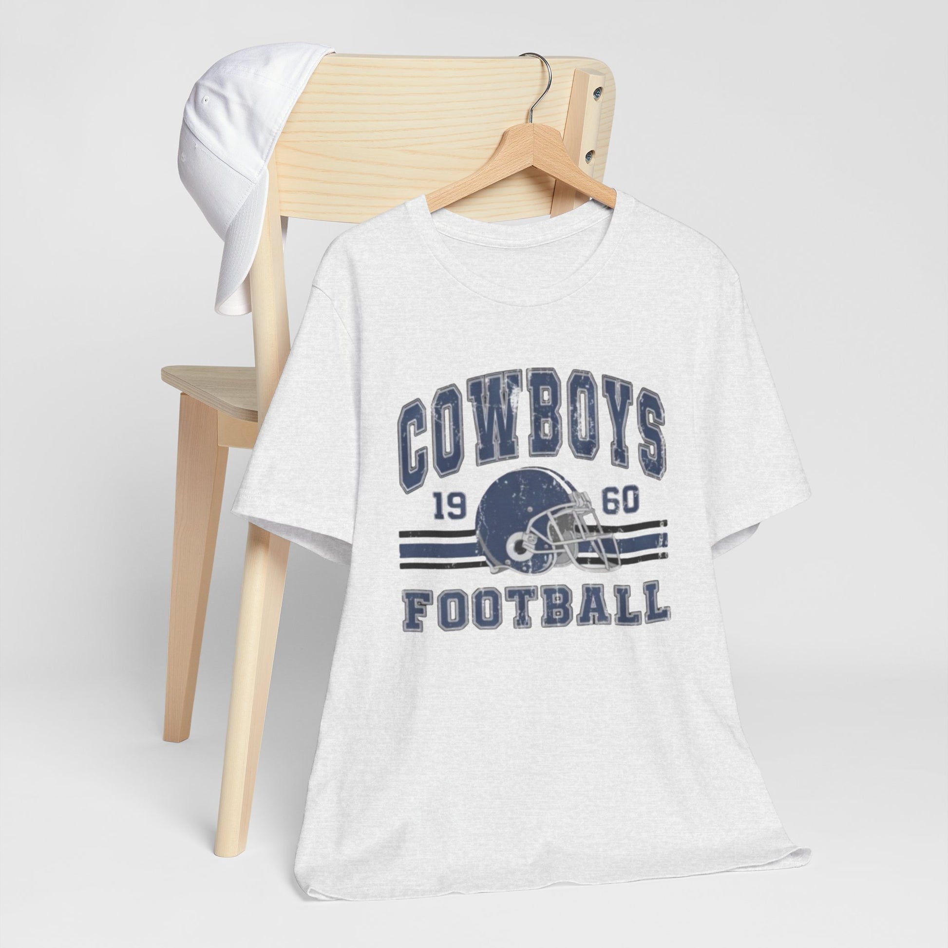 Lavender Cowboys Football Tee — Retro 1960 Helmet Short Sleeve Shirt