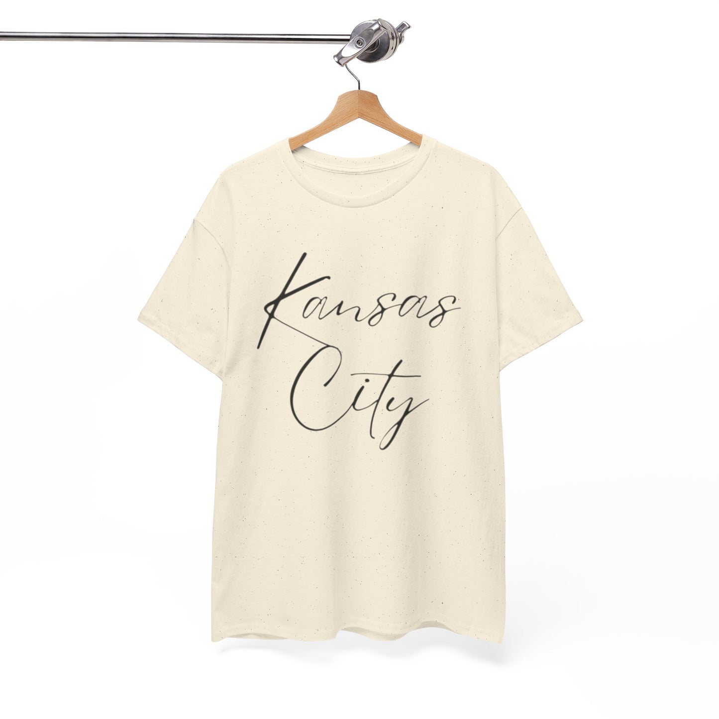 White Smoke Kansas City Script Tee — Minimalist City Name T‑Shirt