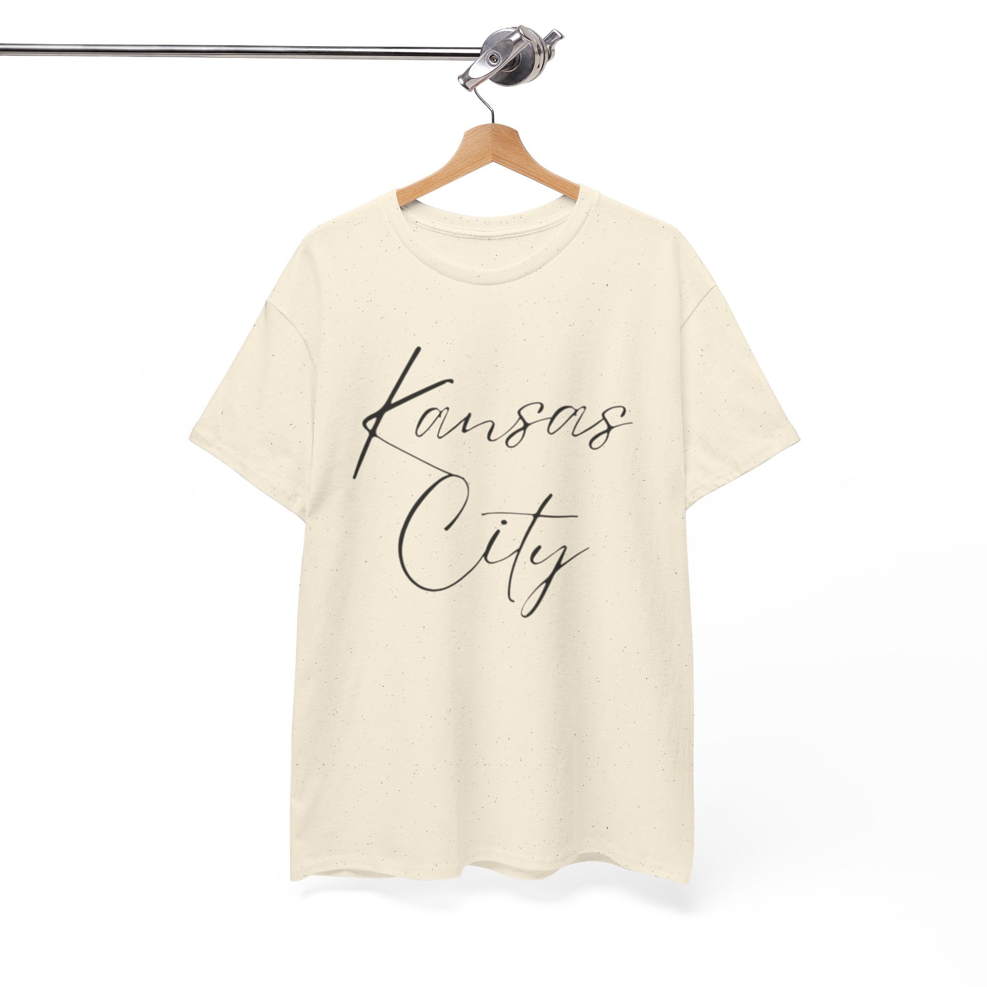 White Smoke Kansas City Script Tee — Minimalist City Name T‑Shirt