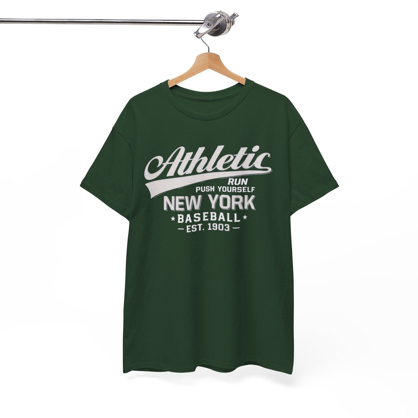 Athletic New York Baseball Tee — 'Athletic: Run, Push Yourself' Vintage Sport T-Shirt