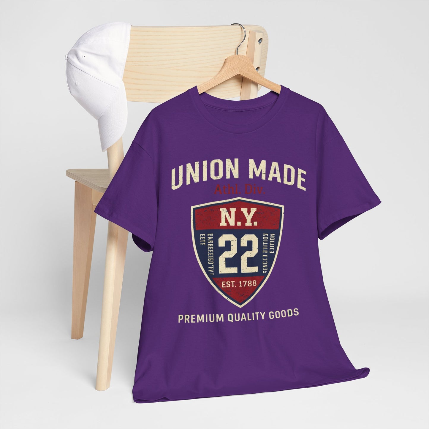 New York  NY Union Made Shield Tee — Vintage 'N.Y. 22' Graphic Cotton T-Shirt