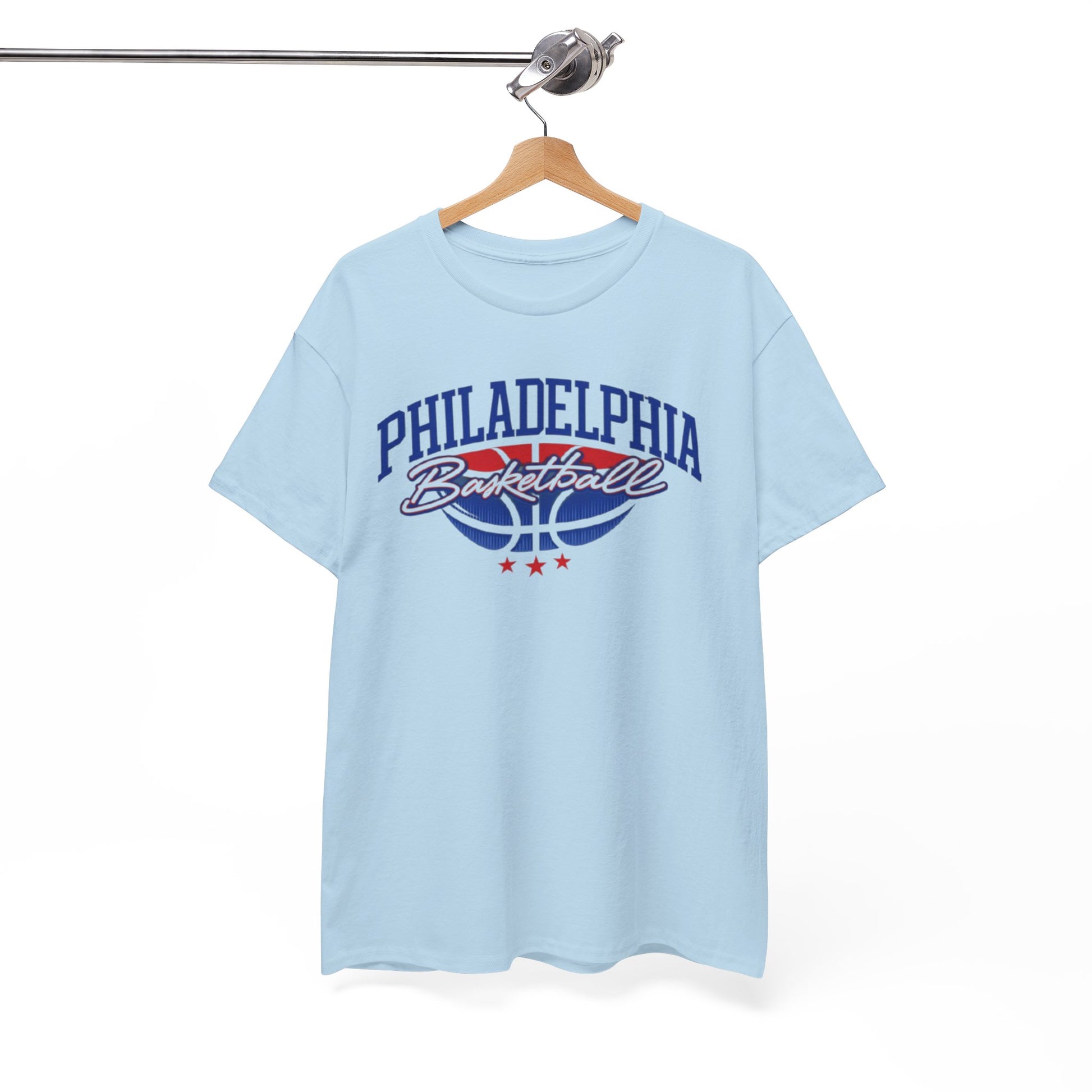 White Smoke Philadelphia Basketball Tee — Retro Varsity Logo Shirt