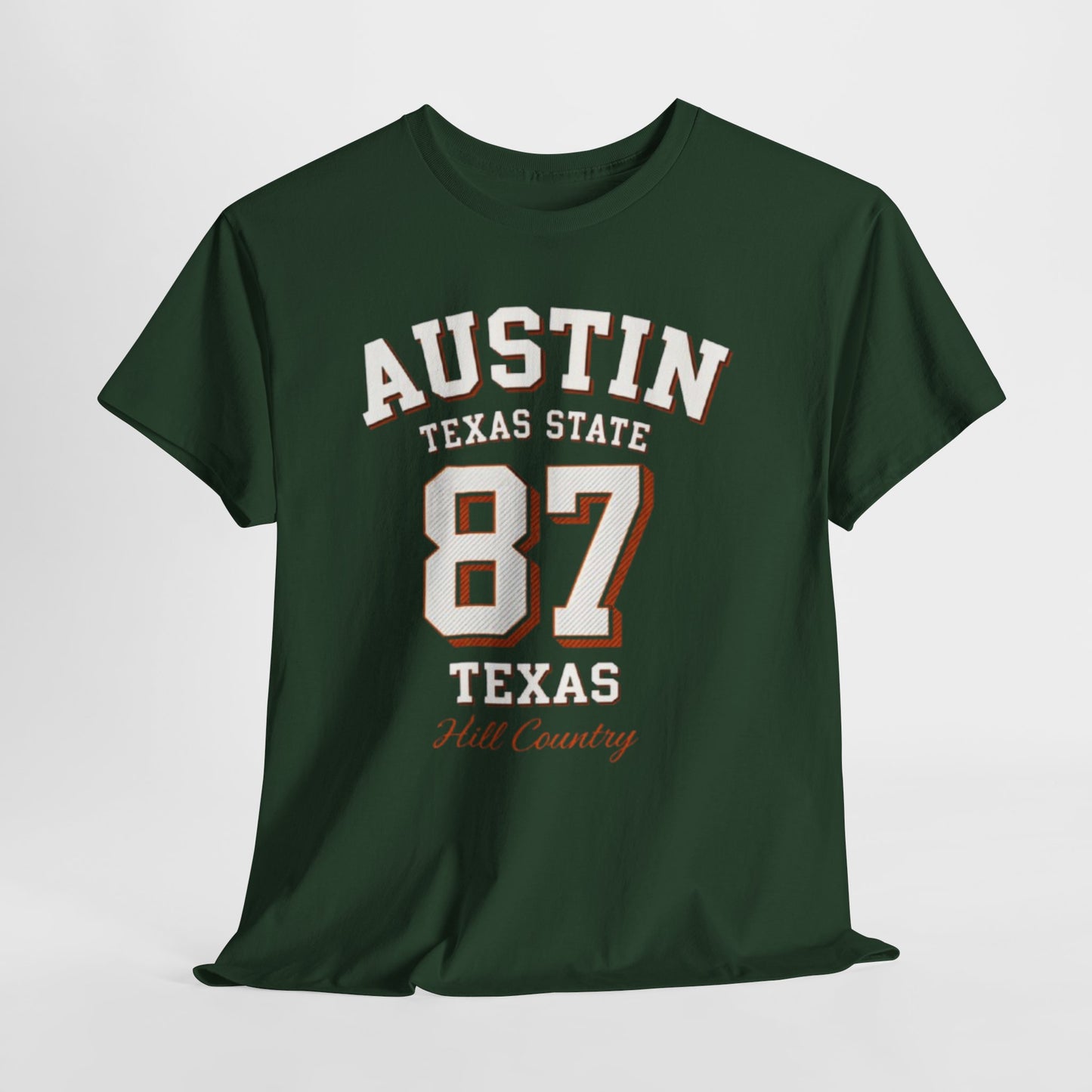Dark Slate Gray Austin Texas State 87 Graphic T-Shirt – Vintage Varsity City Streetwear Tee