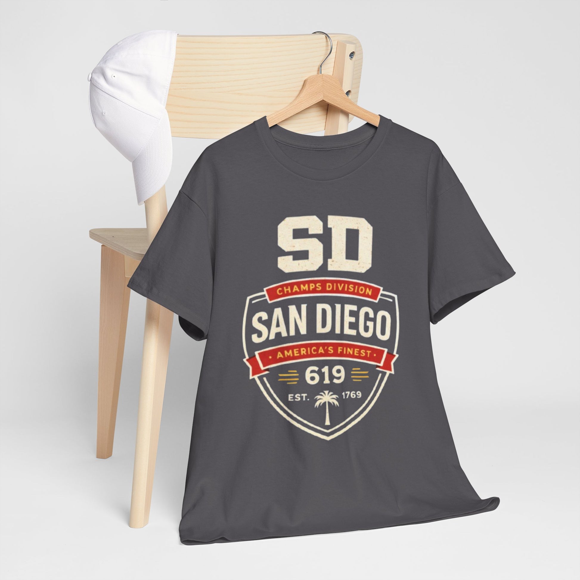 Dim Gray San Diego 619 Badge T-Shirt — SD Champs Division Vintage Crest