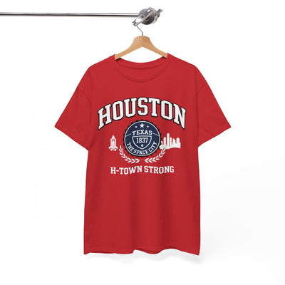White Smoke Houston H-Town Strong Tee — Texas 1837 City Skyline Shirt
