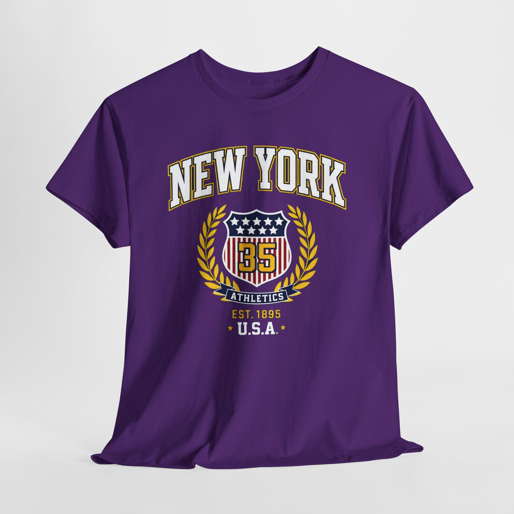 Dark Slate Blue New York Athletics Crest T-Shirt — Vintage USA College Tee