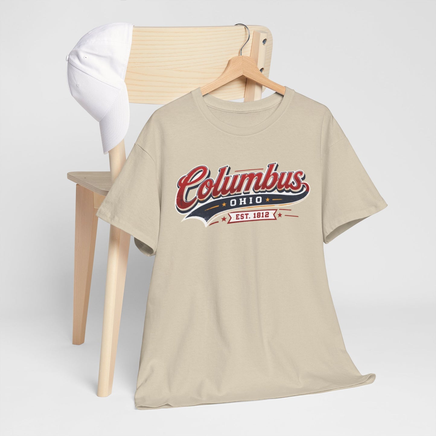 Gray Columbus Ohio Vintage Script Tee — Established 1812 City  T-Shirt