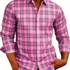 White Smoke Men'S Plaid Long-Sleeve Shirt with 3D Digital Printing, Suitable for Casual Outings, Entertainment, And Gatherings