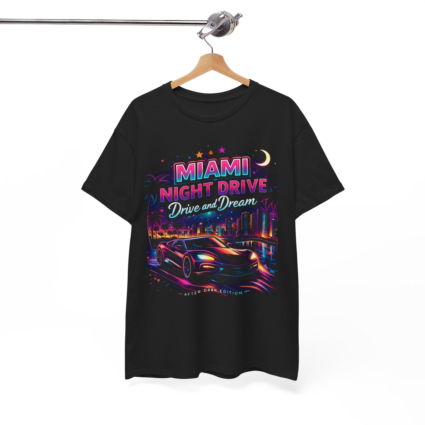 White Smoke Miami Nights Drive and Dream Graphic T-Shirt – Neon City Oversized Streetwear Tee
