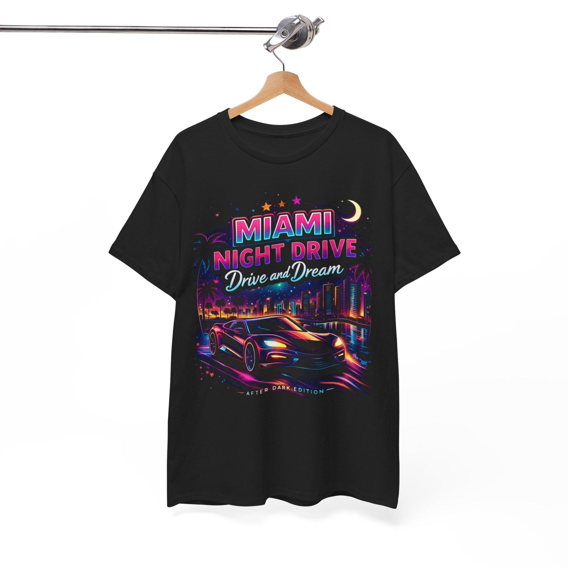 White Smoke Miami Nights Drive and Dream Graphic T-Shirt – Neon City Oversized Streetwear Tee