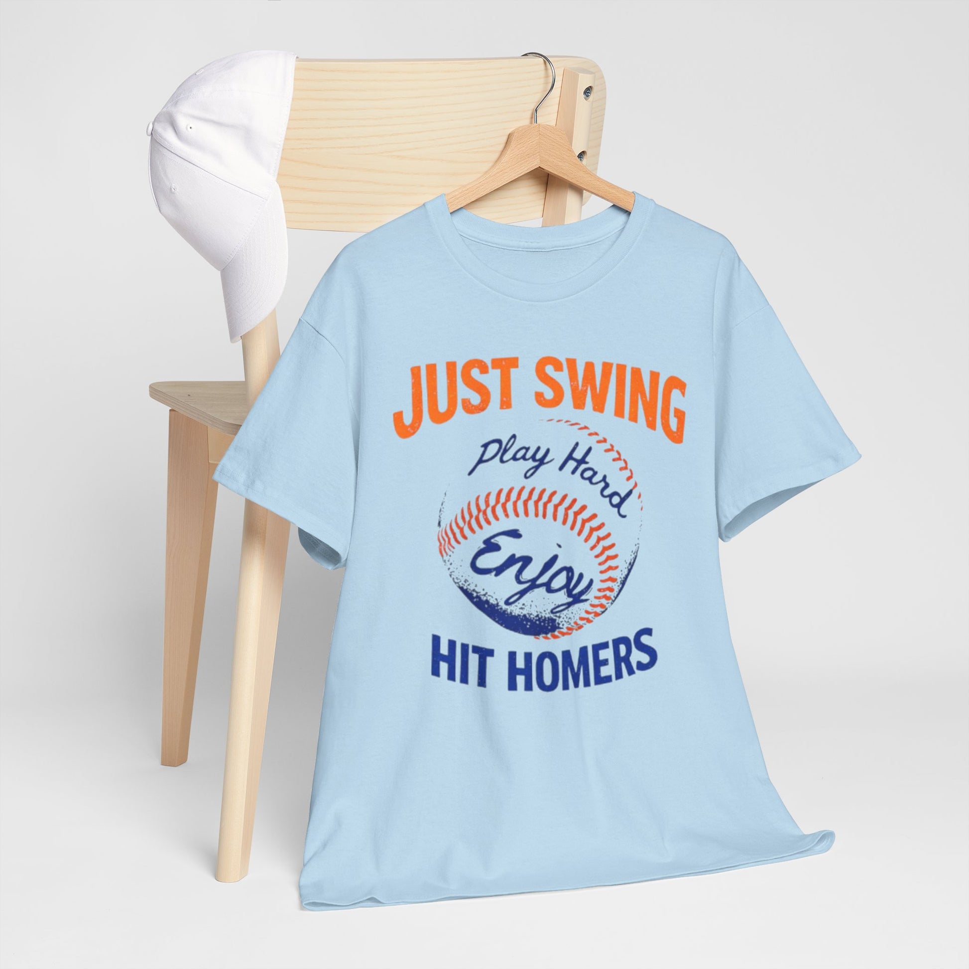 Lavender New York Baseball T-Shirt — "Just Swing, Play Hard, Enjoy, Hit Homers" Graphic Tee