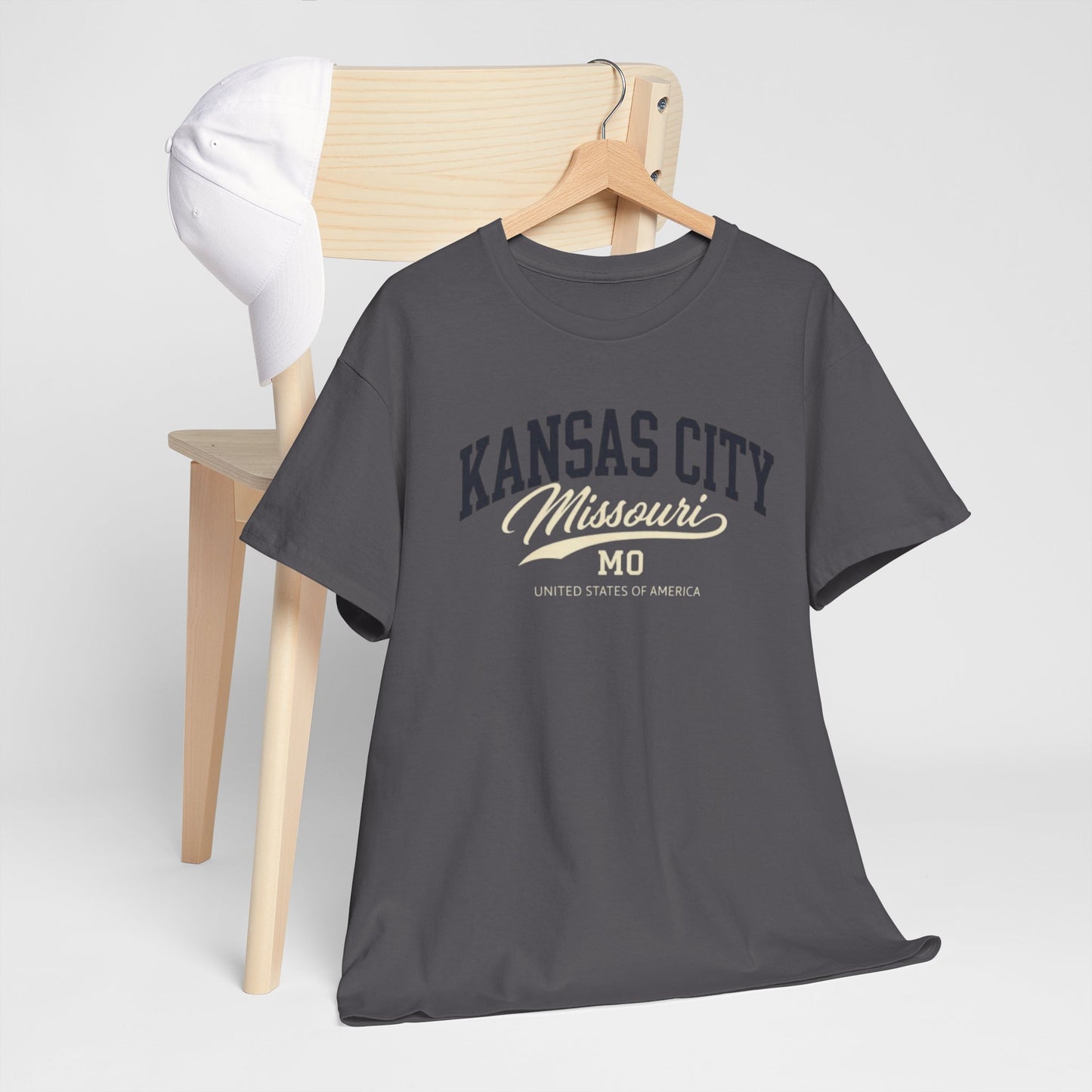 Dim Gray Kansas City Missouri Vintage Script Tee — KC MO City  T‑Shirt
