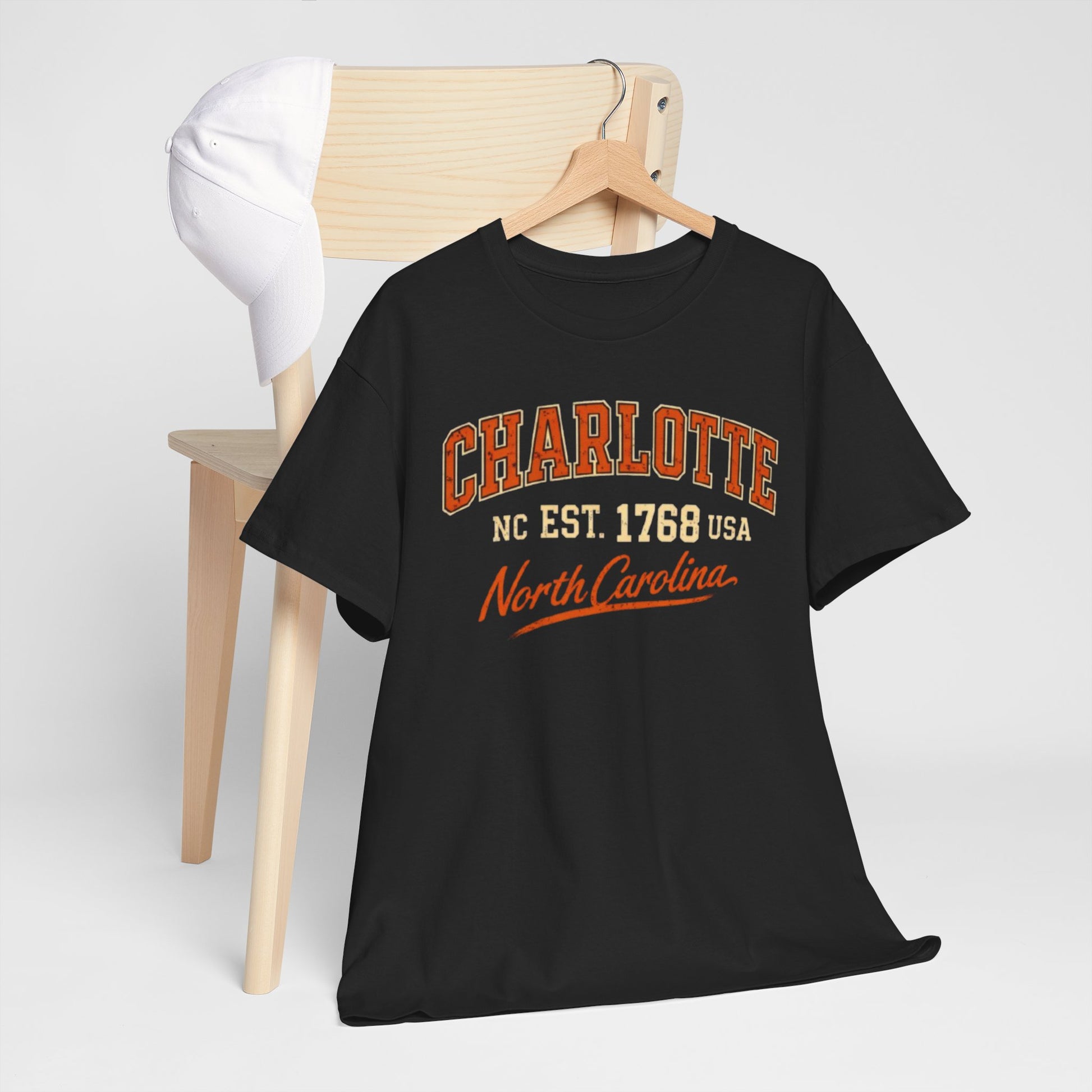 Dark Slate Gray Charlotte North Carolina Vintage Tee - "Charlotte NC Est. 1768"