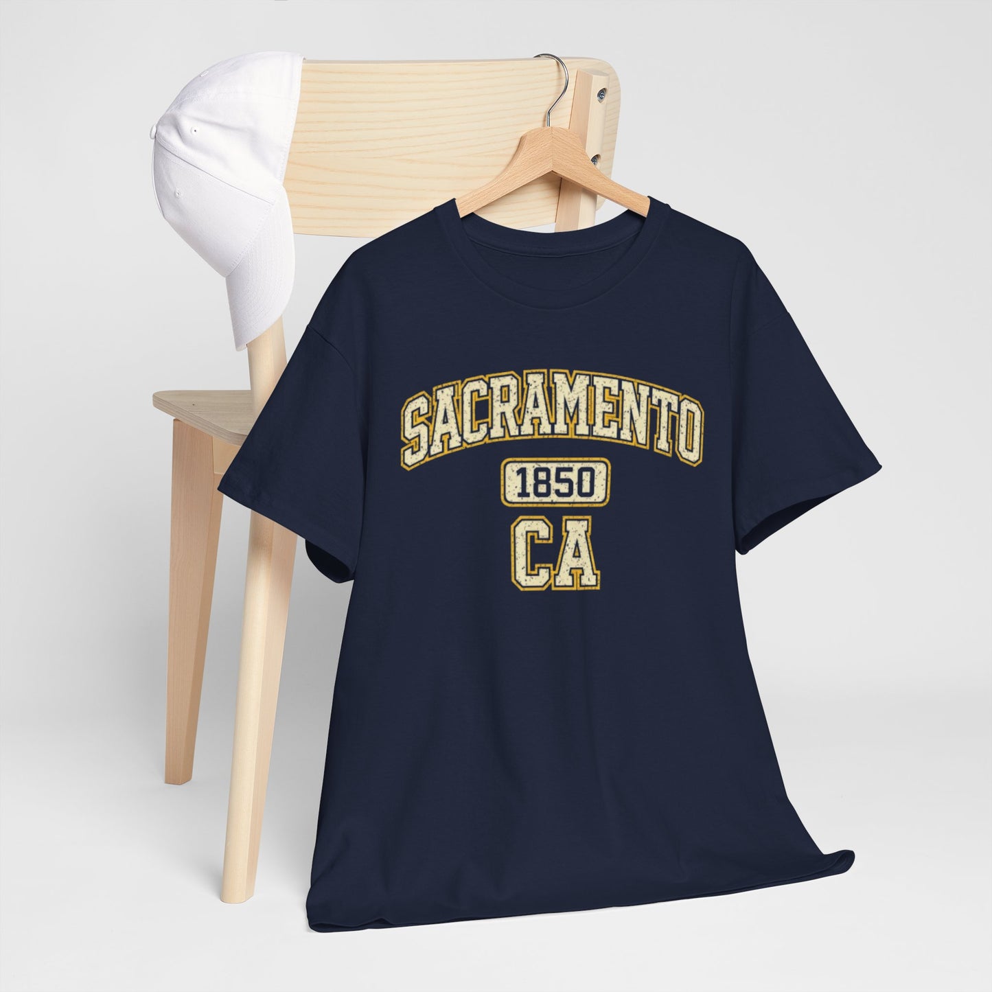 Dark Slate Gray Sacramento 1850 CA T-Shirt — Vintage Collegiate City Tee