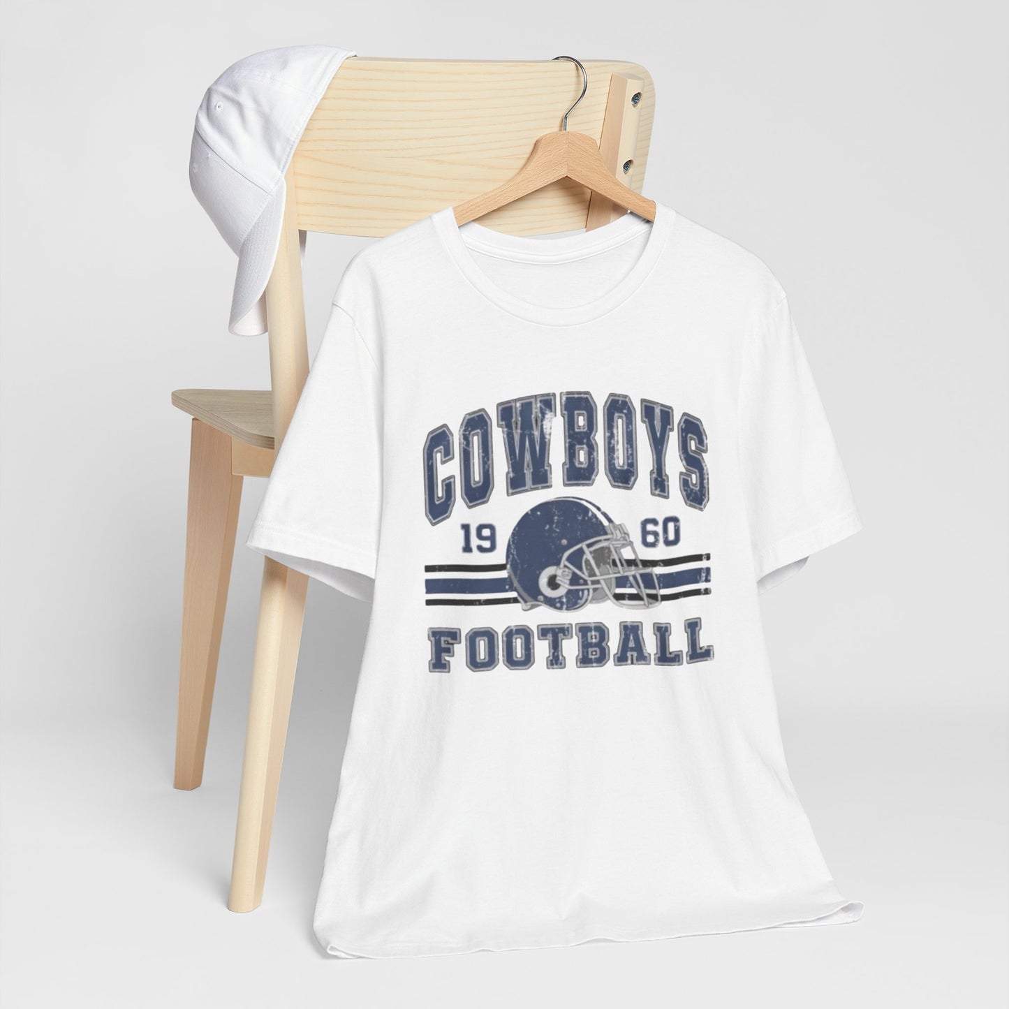 Lavender Cowboys Football Tee — Retro 1960 Helmet Short Sleeve Shirt