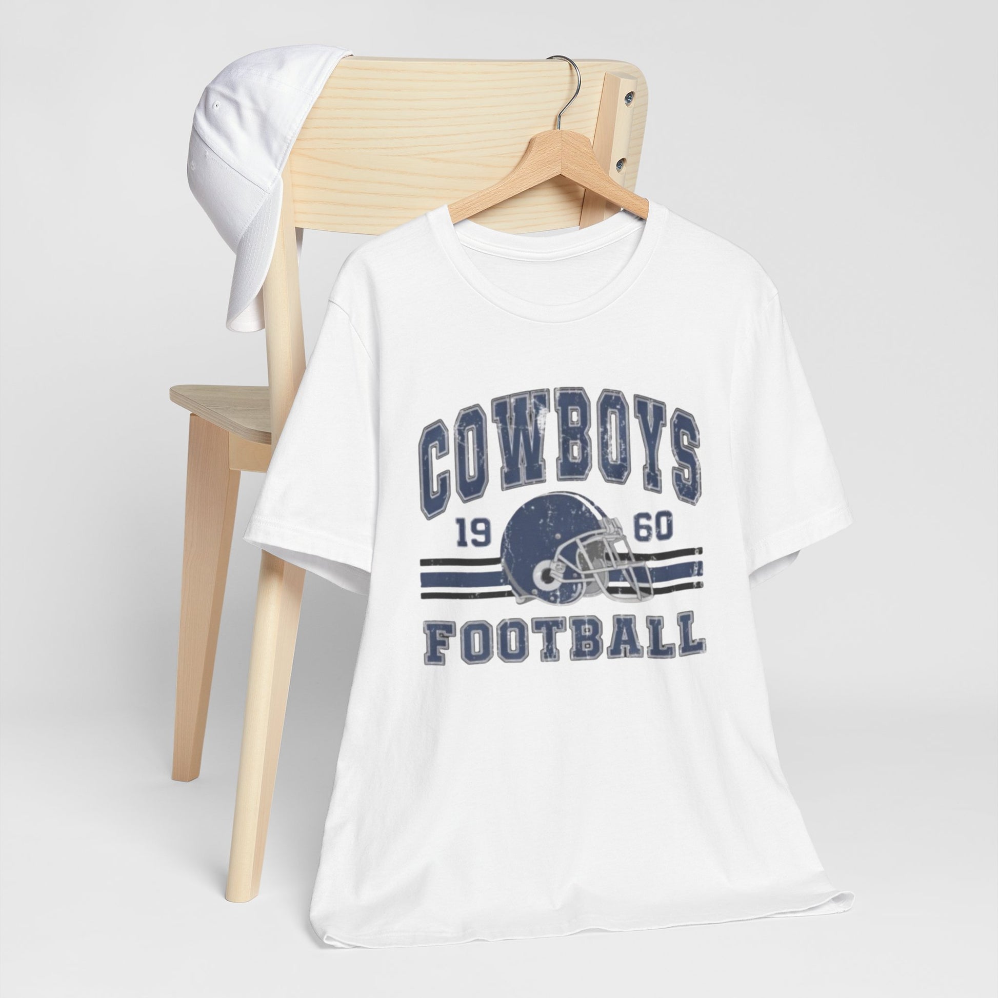 Lavender Cowboys Football Tee — Retro 1960 Helmet Short Sleeve Shirt