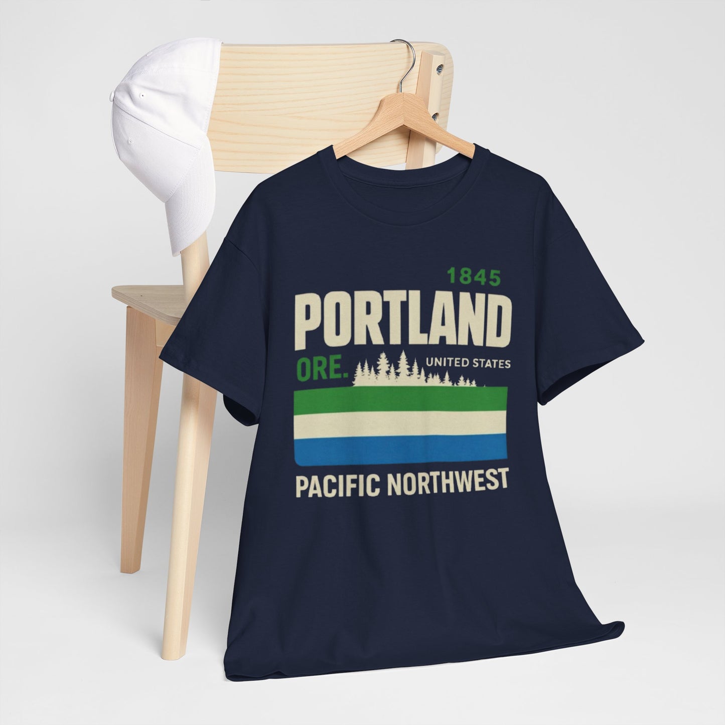 Portland Pacific Northwest Tee — 1845 Oregon Retro Forest Graphic
