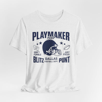 Playmaker Dallas Football Tee – Dallas Blitz Punt Vintage Helmet Design – lightweight game day shirt, lightweight game day shirt, image 1.0