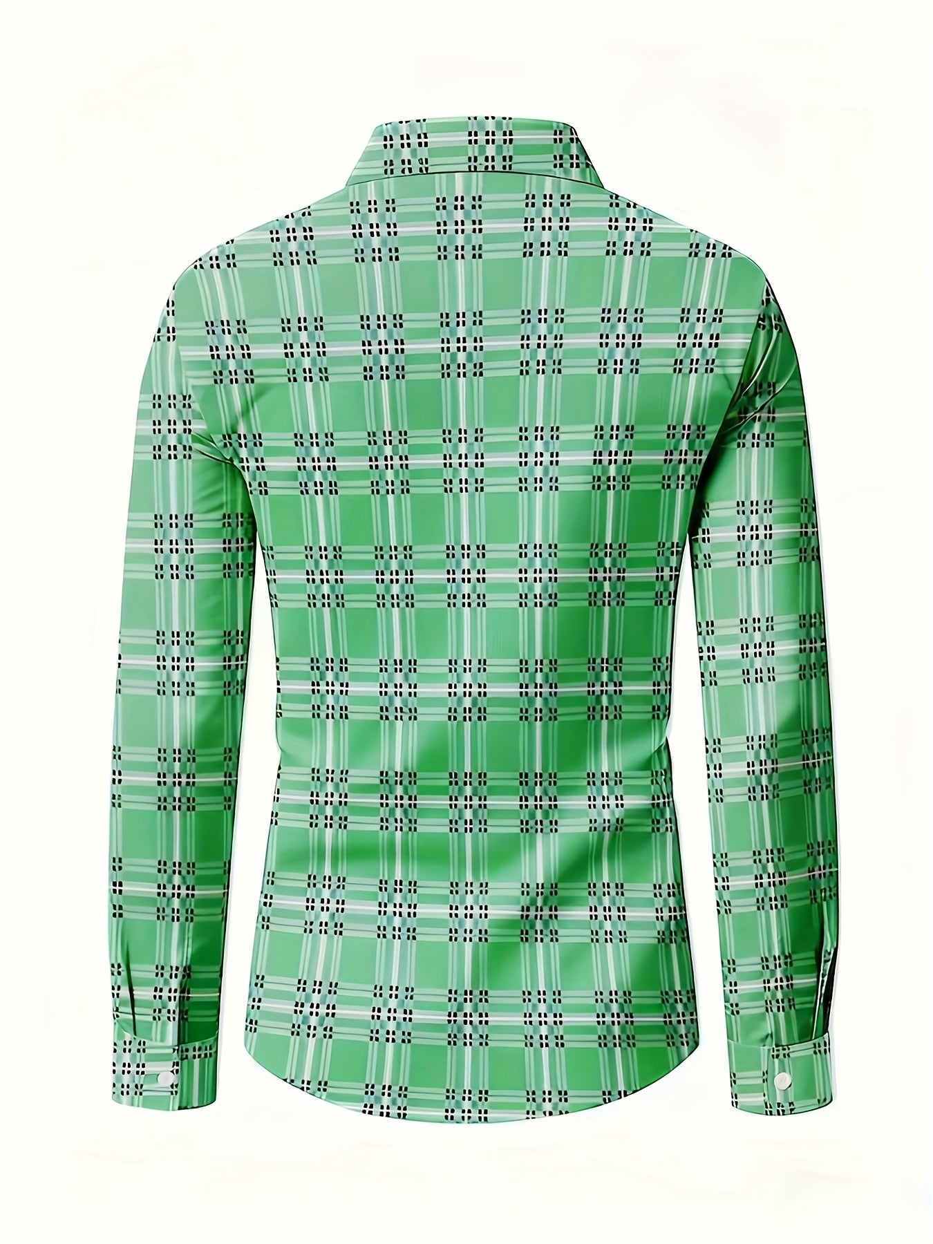 White Smoke Men'S Plaid Long-Sleeve Shirt with 3D Digital Printing, Suitable for Casual Outings, Entertainment, And Gatherings