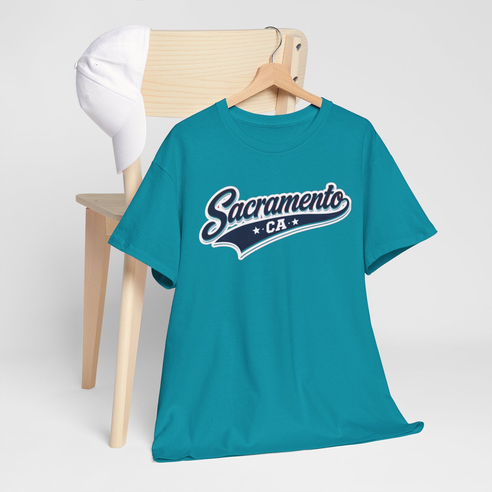 Dark Cyan Sacramento CA Vintage Script T‑Shirt