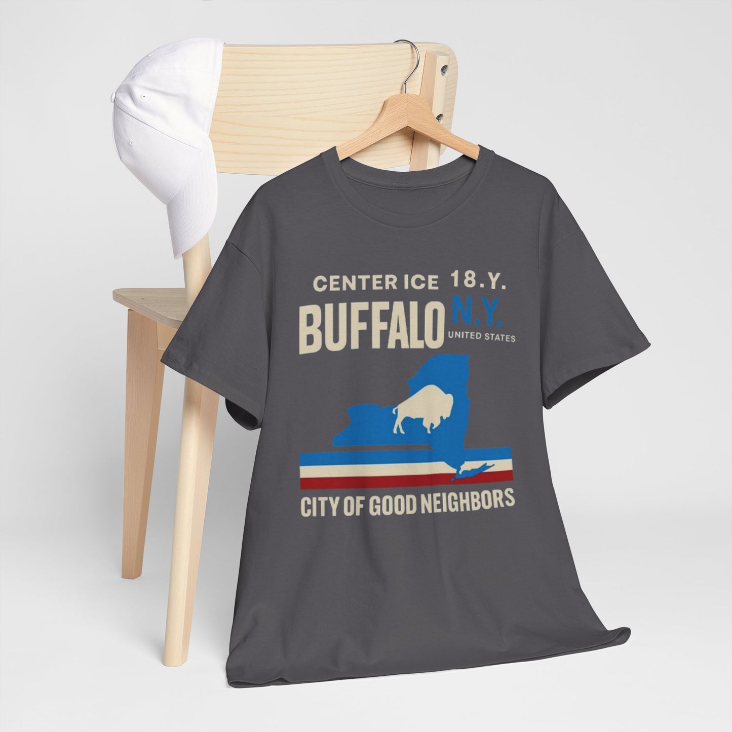 Buffalo NY City of Good Neighbors T-Shirt — Retro New York State Silhouette Tee