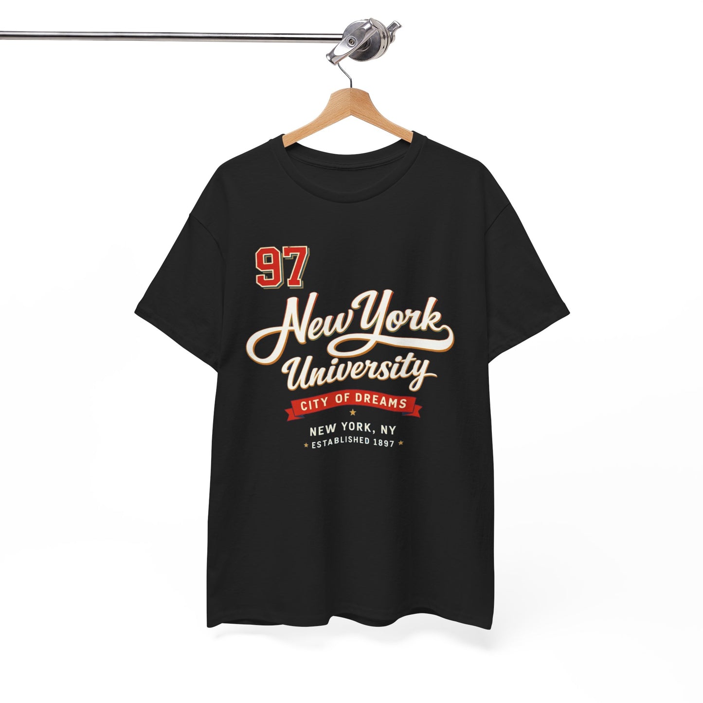 New York University '97 Vintage Collegiate Tee  script and retro varsity number shirt