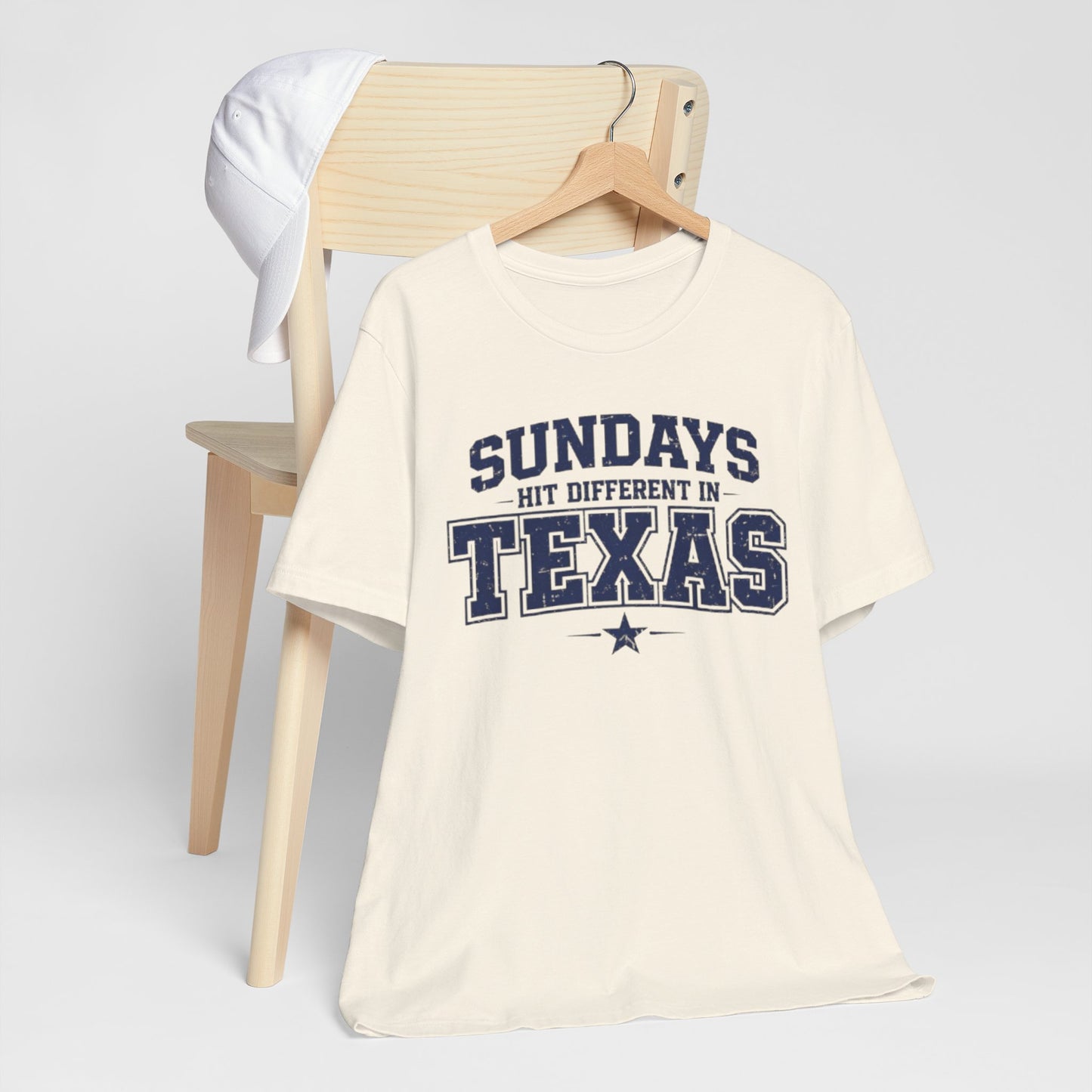 Antique White Texas Football Shirt – Sundays Hit Different in Texas Dallas Game Day T Shirt