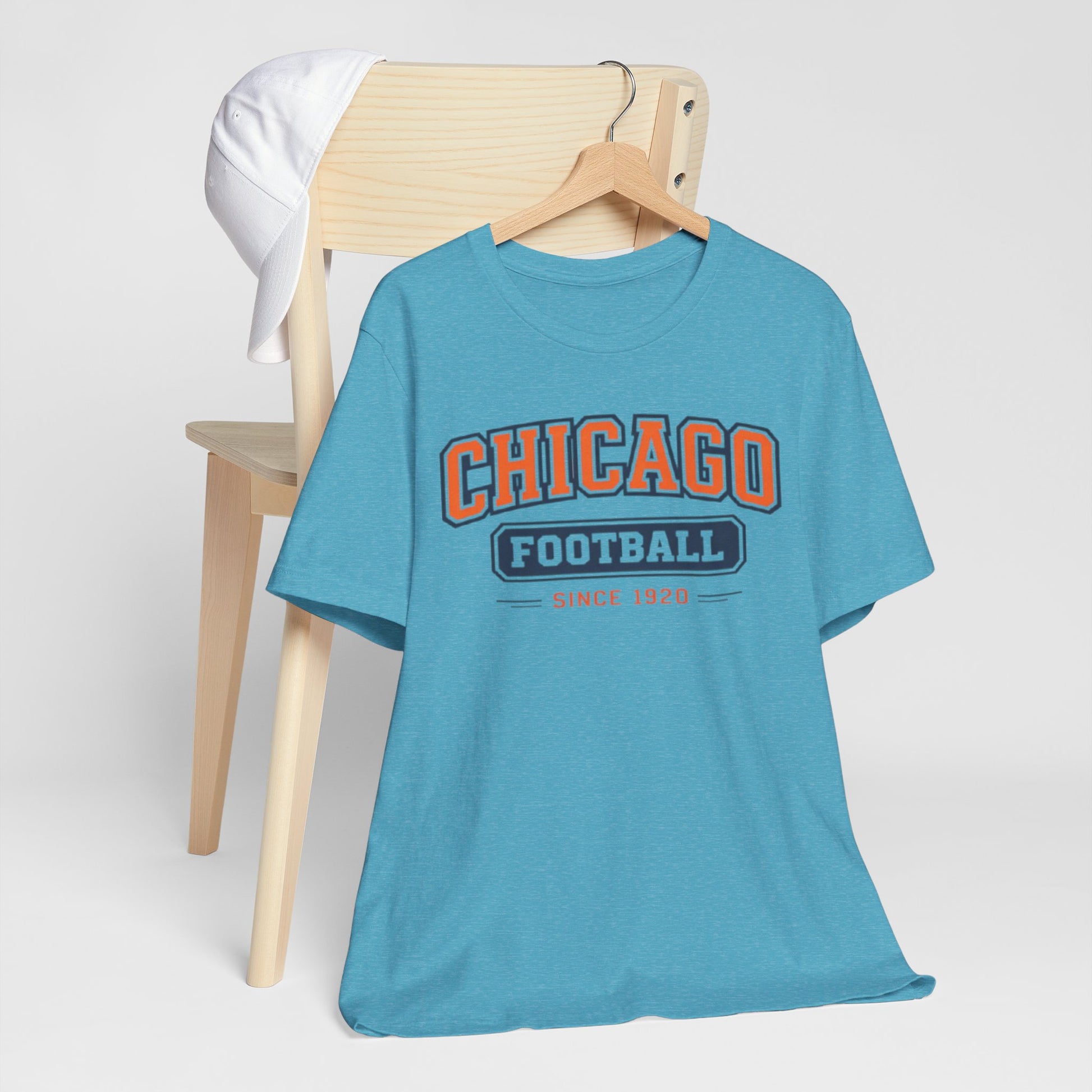 Cadet Blue Chicago Football Since 1920 T Shirt – Vintage Orange Navy Classic American Sports Tee