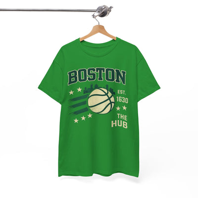White Smoke Boston Basketball Tee - "The Hub" Vintage City Hoops Shirt