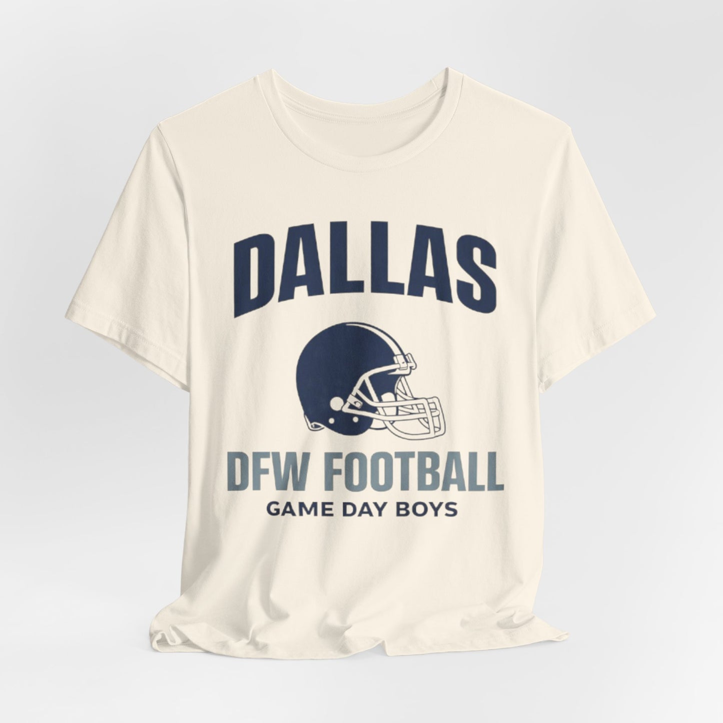 Antique White Dallas DFW Football Tee — Game Day Boys Helmet T-Shirt