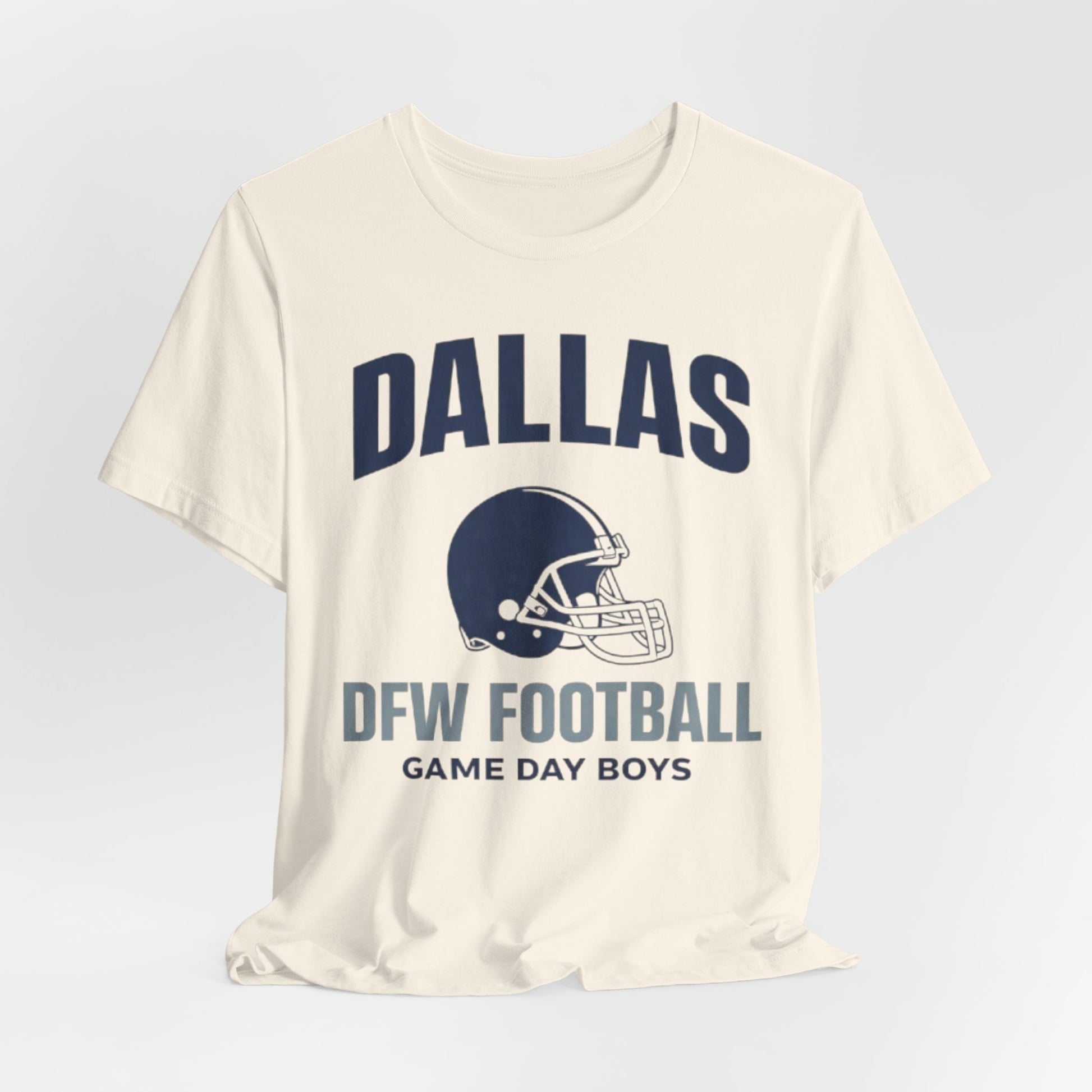 Antique White Dallas DFW Football Tee — Game Day Boys Helmet T-Shirt